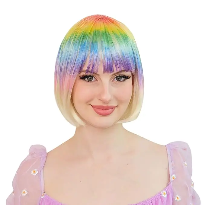 ALLAURA Color-Me Synthetic Costume Wig by Crayola - Includes 3 Washable Non-Toxic Markers & Wig Stand, Heat-Resistant DIY Option for Cosplay, Creative Projects