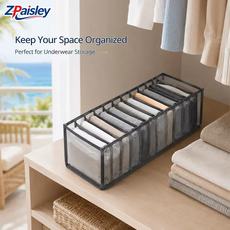 3Pcs Nylon Foldable Mesh Drawer Organizer - Drawer Fit, Multi-Slot, Breathable Visible Storage, Collapsible Space-Saving Container for Underwear, Sock Storage & Small Sports Clothing Accessories (Sports & Outdoor Use)