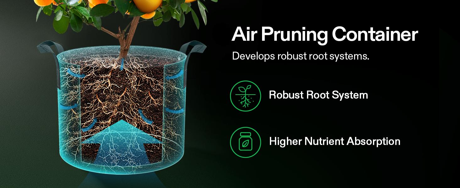 VIVOSUN 5-Pack Grow Bags, 500G Thick Nonwoven Fabric Pots with Strap Handles, Multi-Purpose Rings, for Low Stress Plant Training Fruits, Vegetables, and Flowers