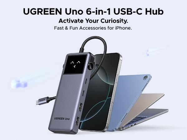 UGREEN Uno USB C Hub 6 in 1 Type C to 4K 60Hz HDMI Adapter 10Gbps Robot Hub With USB A USB C PD100W Fast Charger for Macbook Laptop，TikTokShopBlackFriday ,TikTokShopHolidayHaul