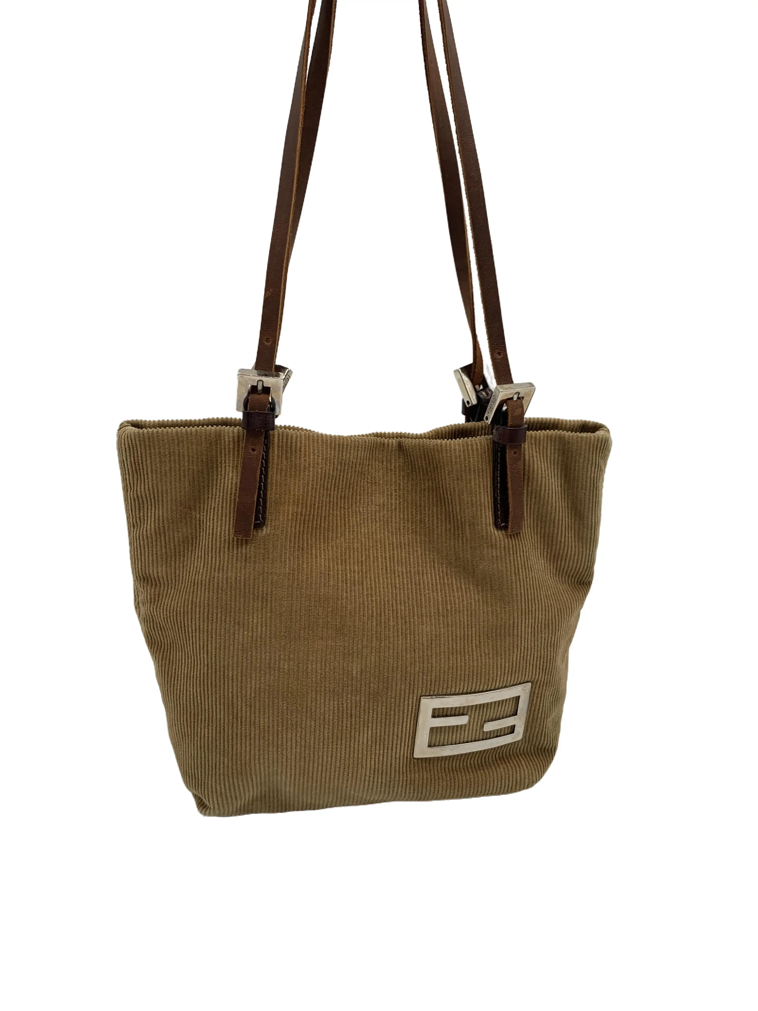 Pre-owned FENDI Retro Corduroy FF Logo Tote Handbag/FYWJ07103703/3703