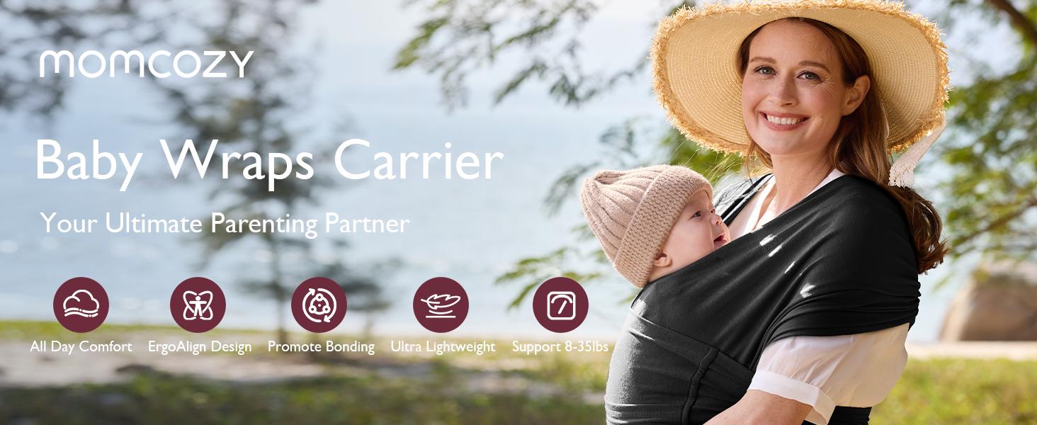 Momcozy Baby Wrap Carrier, All in 1 Original Breathable Baby Sling Lightweight Hands Free Baby Slings Adjustable Baby Carriers for Newborn up to 50 lbs Momcozy Baby Wrap Carrier, All in 1 Original Breathable Baby Sling Lightweight Hands Free Baby Slings Adjustable Baby Carriers for Newborn up to 50 lbs