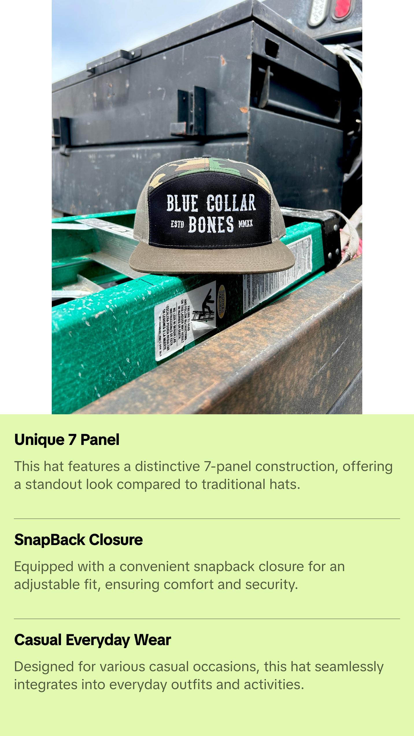 Blue Collar Bones 7 Panel Hat