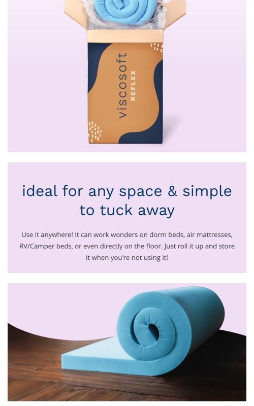 Viscosoft Reflex Memory Foam Mattress Topper – 3-Inch Cooling Gel Pad with Removable Washable Cover – CertiPUR-US & Oeko-TEX Certified