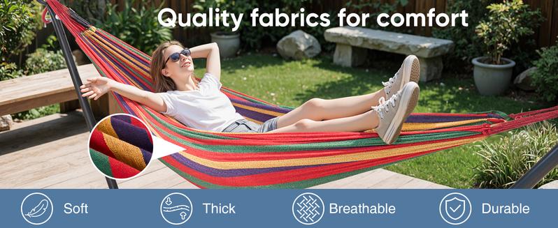 【Valentine's Day gift】Hammock with Space Saving Stand, Heavy Duty Steel Frame, Portable for Outside & Indoor Use, 450lbs Capacity, Easy Assembly, Carrying Bag Included