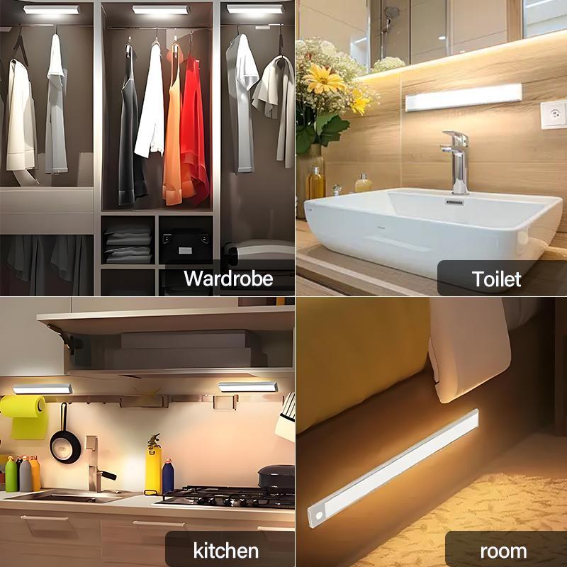 Closet Lights,4 Pack Under CabinetLights with Motion Sensor, USB Rechargeable NightLights with 3 Color Temps, Portable LED Wall SconceDimmable Closet Lights with Warm & Cold Lighting,Christmas Lights, Christmas DecorationsThanksgiving Hostess Gifts