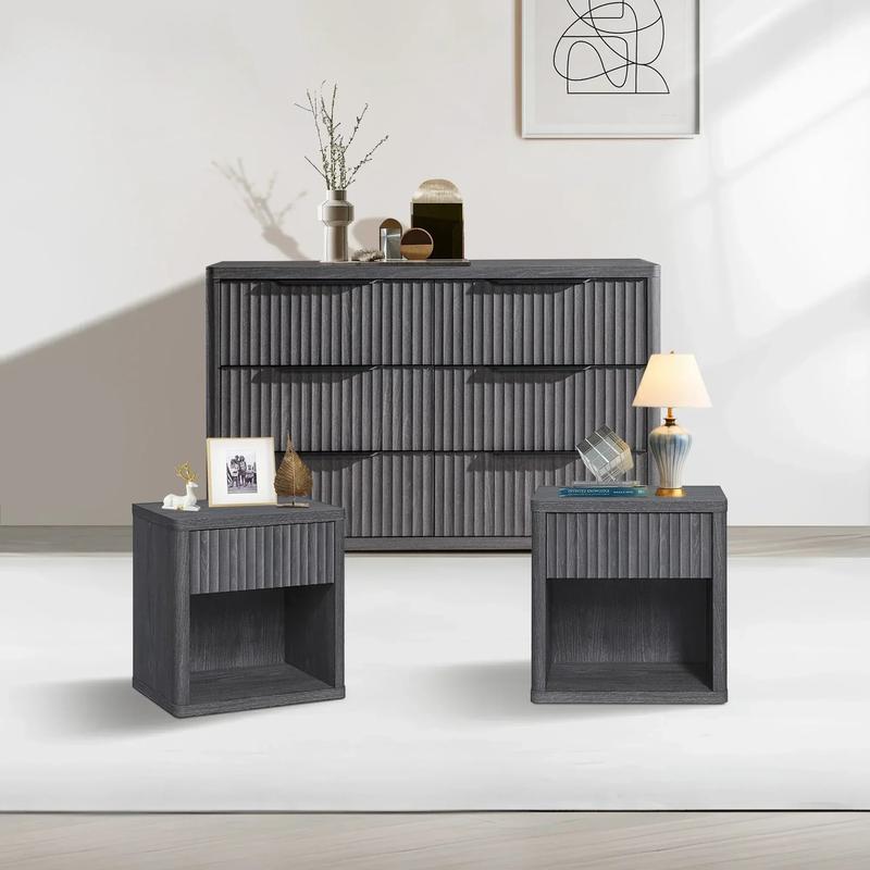 SICOTAS Night Stand with Drawer Storage Bed Side Table End Table 22.7"x 15.4" x 24.1" Large Modern Wide Bedside Stand Mid Century Night Stands for Bedroom Living Room Sofa Couch Office Minimal