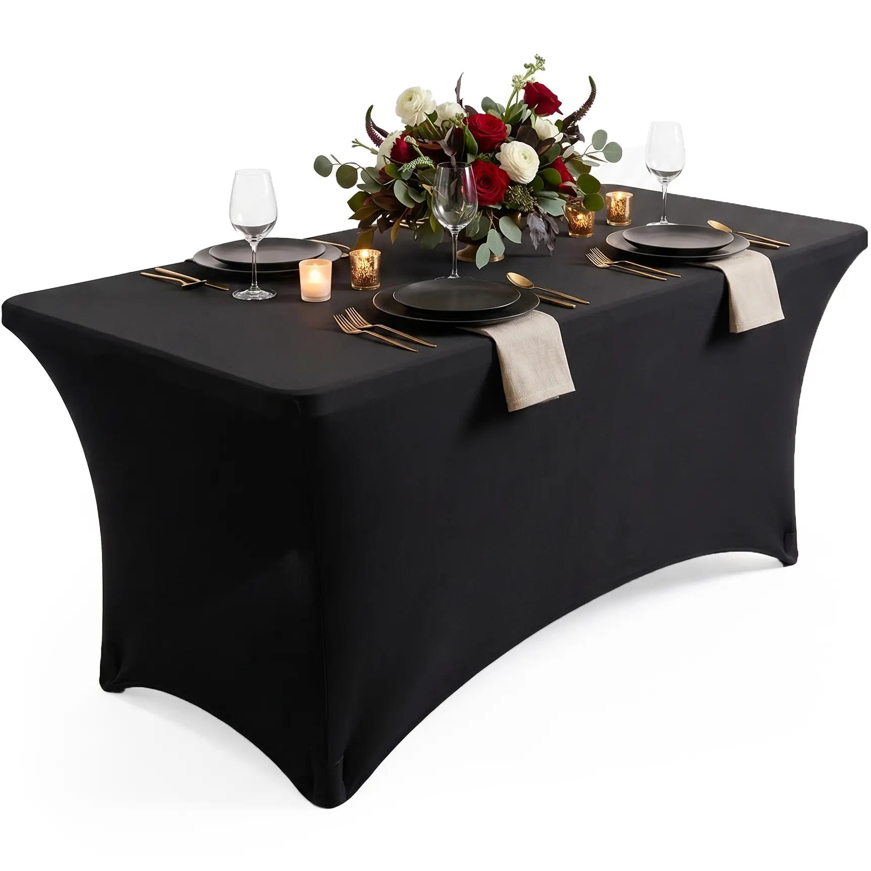 Utopia Kitchen Rectangle Spandex Stretch Fitted Tablecloth Set, Clean Machine-Washable Wrinkle-Resistant Outdoor Table Cover, Event-Friendly Wedding Everyday Use Modern Elegant Decoration