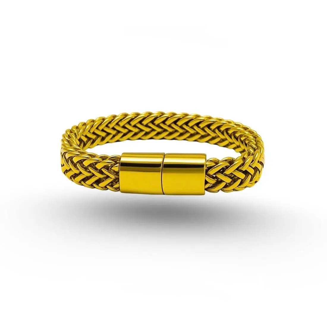Men's Silver Viking Bangle Bracelets - 8 In Geometric Braided Stainless Steel Chain, Magnetic Clasp, Tarnish-Resistant, Anti-Rust Finish Jewelry for Birthday, Daily Wear, Formal Outfits