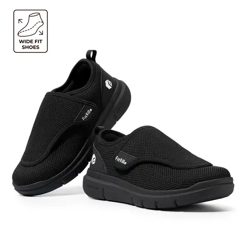 FitVille Men's EasyTop Wings V2 Wide Width Walking Shoes, Easy-On Slip-On Sneakers with Roomy Toe Box & Cushioned Support，shoes shop，shoes custom，mens winter boots，loafers men， black shoes for men， womens flat sandal