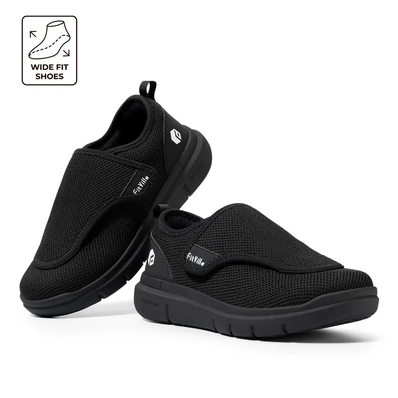 FitVille Men's EasyTop Wings V2 Wide Width Walking Shoes, Easy-On Slip-On Sneakers with Roomy Toe Box & Cushioned Support,shoes shop,shoes custom,mens winter boots,loafers men, black shoes for men, womens flat sandal