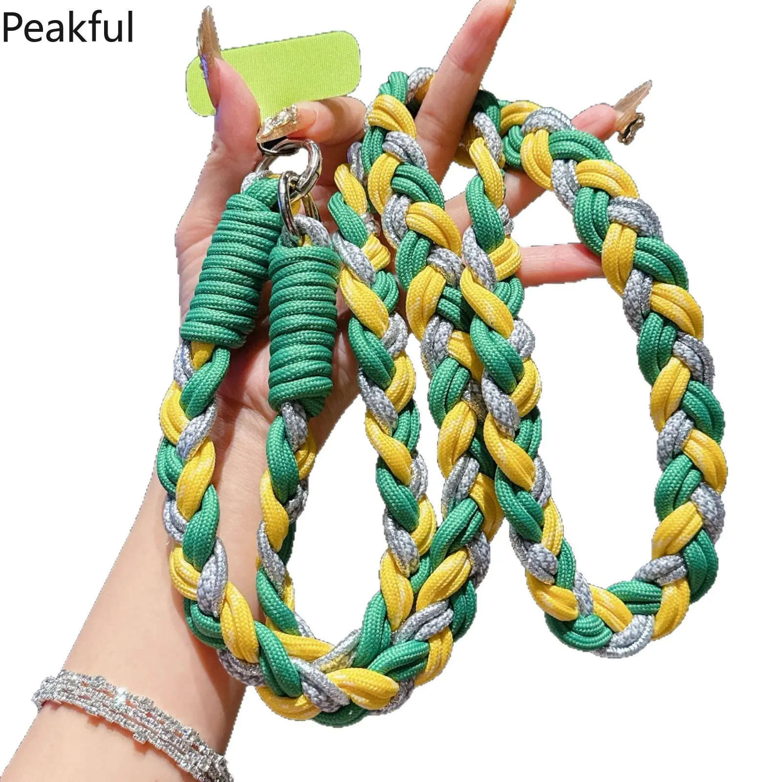 Exquisite trend adjustable lanyard Colorful six-strand woven mobile phone lanyard Versatile long rope clip dopamine