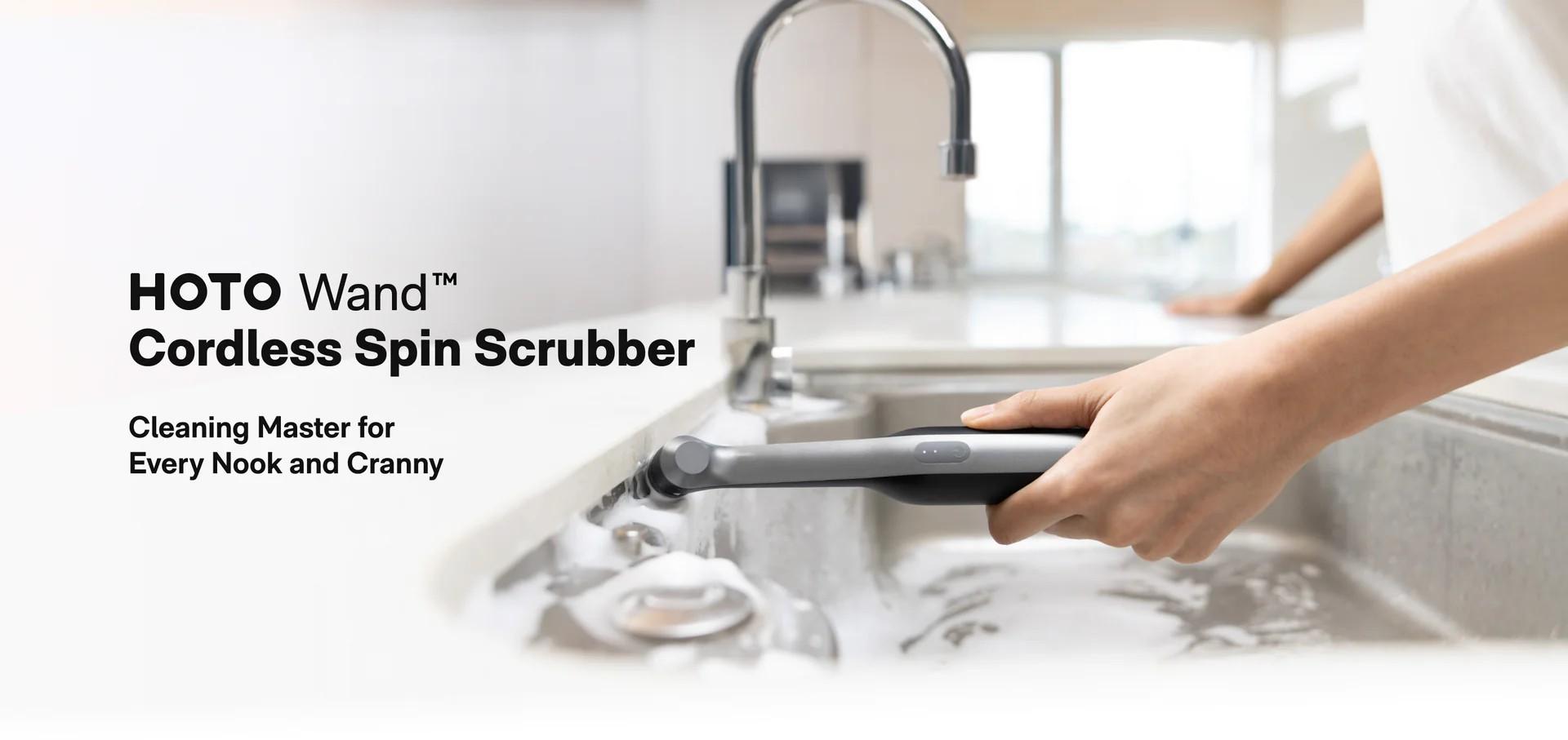 HOTO Rechargeable Electric Spin Scrubber with 12 Brush Heads - IPX7 Waterproof & Adjustable for Grout, Tiles & Crevices