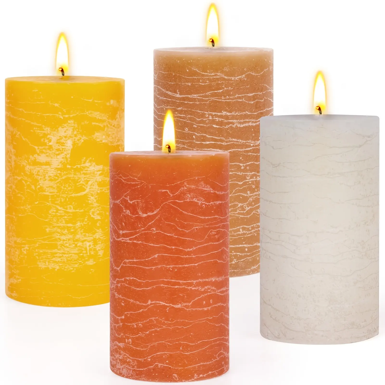 4 Pcs Pillar Scented Candles Set 2 x 3.9 Inches Long Burning Time 270 Hours Dripless Smokeless Lavender Sweet Grapefruit Vanilla Sea Salt Cotton Perfect Valentine's Day Gift For Women Weddings Christmas Parties Events Home Decor