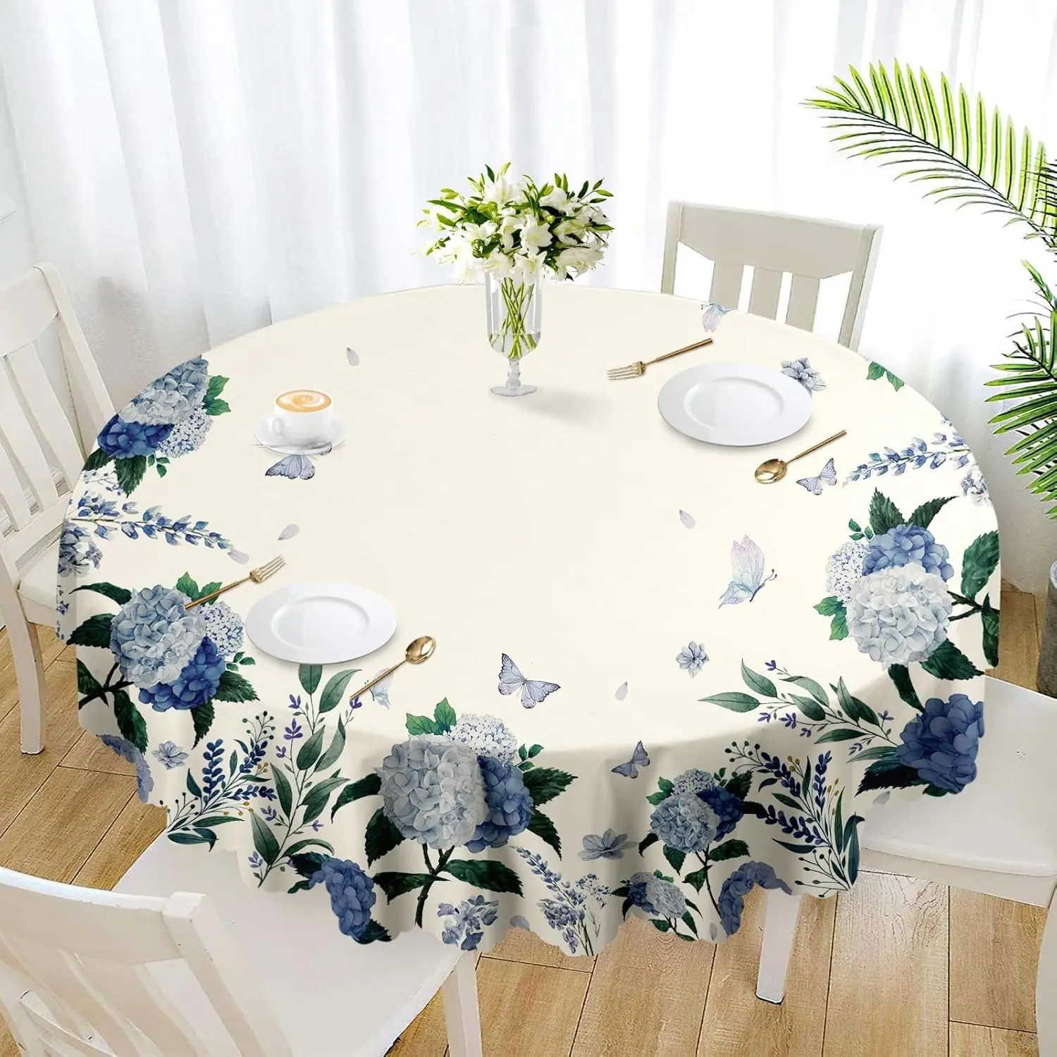 2D Flat Festive Party Tablecloth 1pc, Round Shape Summer Theme Tablecloth, Polyester Material Kitchen Party Dining Tablecloth, Indoor Outdoor, No Power Required, Party Ready Gatherings
