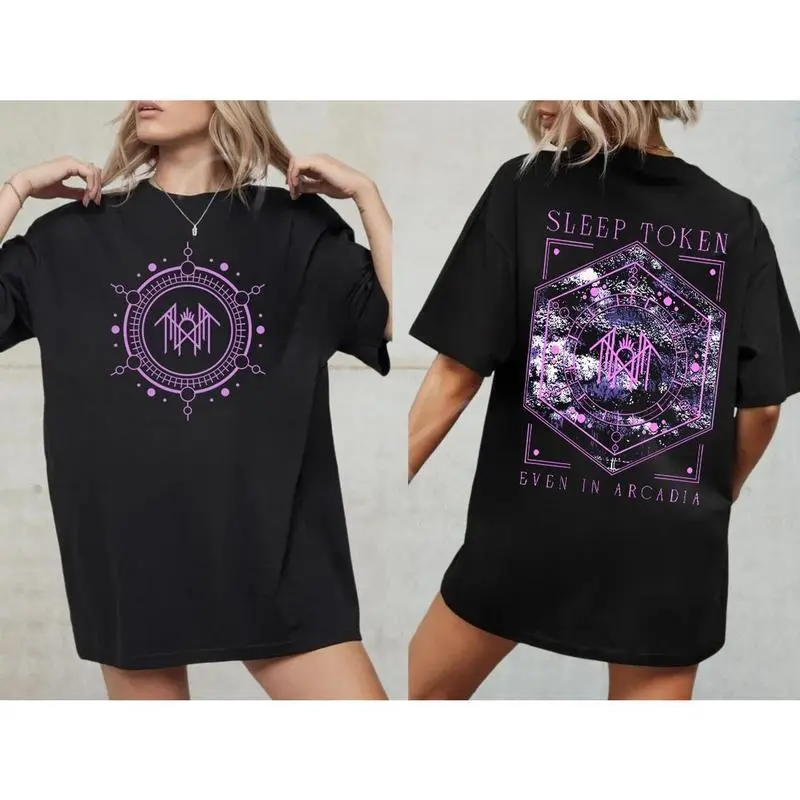 Men's Sleep Token Even In Arcadia Printed Short-Sleeve Cotton-Polyester Top - Occult Sigil Graphic Tee, Alternative Band Streetwear, Music Fan Gift, Tops, Shortsleeve, Round Neck, Unisex, Tweed, Sport