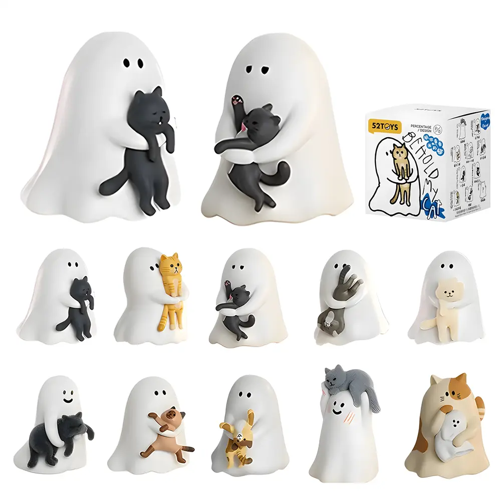 ANGRYFUN Peek My Cat Halloween Blind Box - Glow in the Dark Resin PVC Ghost Figurine, Spooky Cute Mini Collectible Decor, 1 Random Mystery Figure, Unisex Oddities/Horror Lover Holiday Gift (Ideal for Toy Unboxing)