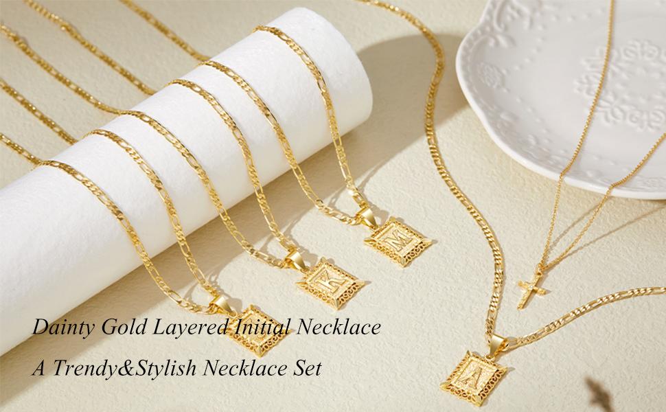KissYan Gold Layered Initial Cross Necklace, 14K Gold Plated Layering Square Letter Pendant Figaro Chain Cross Choker from A-Z Capital Jewelry for Women Girls & Jewelry Mothers Day Gift Ideas DealsForYouDays,summeroutfits,vacationoutfits,beachoutfits KissYan Gold Layered Initial Cross Necklace, 14K Gold Plated Layering Square Letter Pendant Figaro Chain Cross Choker from A-Z Capital Jewelry for Women Girls & Jewelry Mothers Day Gift Ideas DealsForYouDays,summeroutfits,vacationoutfits,beachoutfits
