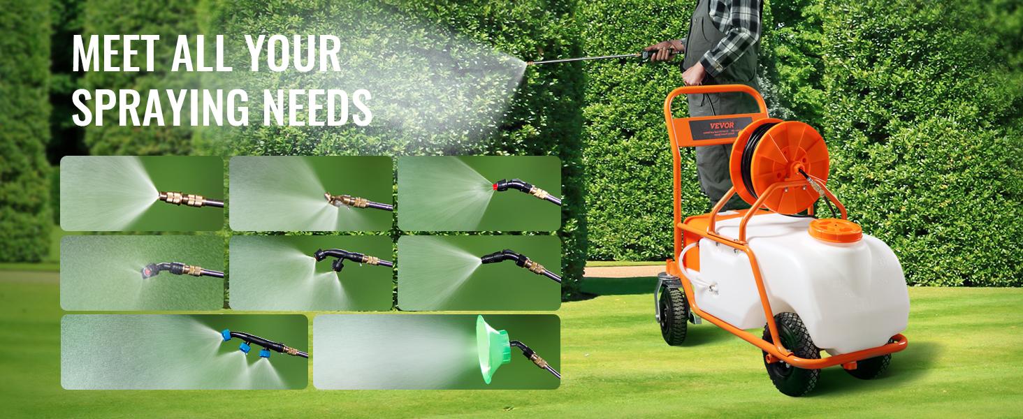 VEVOR Battery Powered Lawn Sprayer on Wheel, TikTokShopBlackFriday, 0-90 PSI Adjustable Pressure, 15 Gallon Tank, Cart Sprayer with 8 Nozzles and 2 Wands, 12V 12Ah Battery, Wide Mouth Lid for Weeding, Spraying VEVOR Battery Powered Lawn Sprayer on Wheel, TikTokShopBlackFriday, 0-90 PSI Adjustable Pressure, 15 Gallon Tank, Cart Sprayer with 8 Nozzles and 2 Wands, 12V 12Ah Battery, Wide Mouth Lid for Weeding, Spraying
