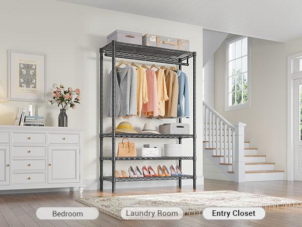 VIPEK V1 Wire Garment Rack 4 Tiers Heavy Duty Clothes Rack for Hanging Clothes Freestanding Closet Clothing Rack with 4 Adjustable Shelves