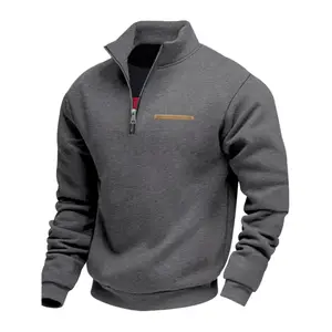 High Quality Men's Quarter Zipper Long-Sleeved Hoodie, Athletic Sweatshirt, Casual Sports Jumper, Stylish And Comfortable, Suitable For Daily Collocation, All-In-One Zipper Design, Suitable For Any Season