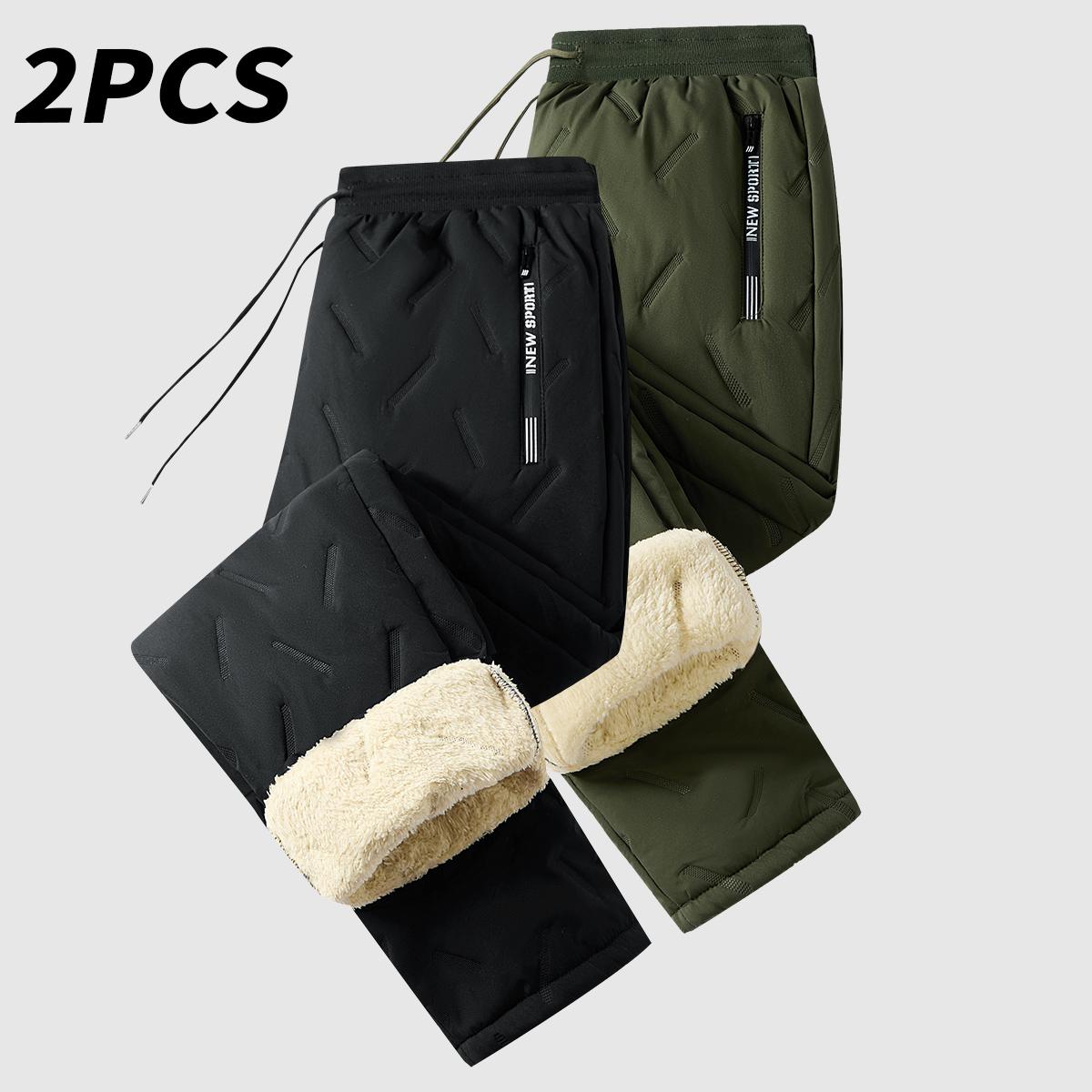 Men’s Warm Thermal Winter Snow Pants Ideal for Workouts & Outdoor Activities Machine Sweatpants Men Perfect for Extreme Cold Weather Layered Solid Color Design Regular Fit Menswear Top Stylish Trousers Men’s Casual Plain drawstring waistband