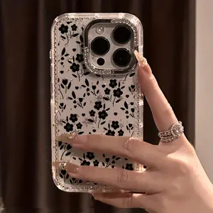 A Luxurious Retro Floral Phone Case Adorned with Sparkling Rhinestones, Featuring a Transparent Starry Border That Offers Drop Protection.Compatible with Iphone 17 Pro Max, 17 Air, 16, 15, 14 Plus, 13, 12, And 11.Perfect As a Christmas Gift