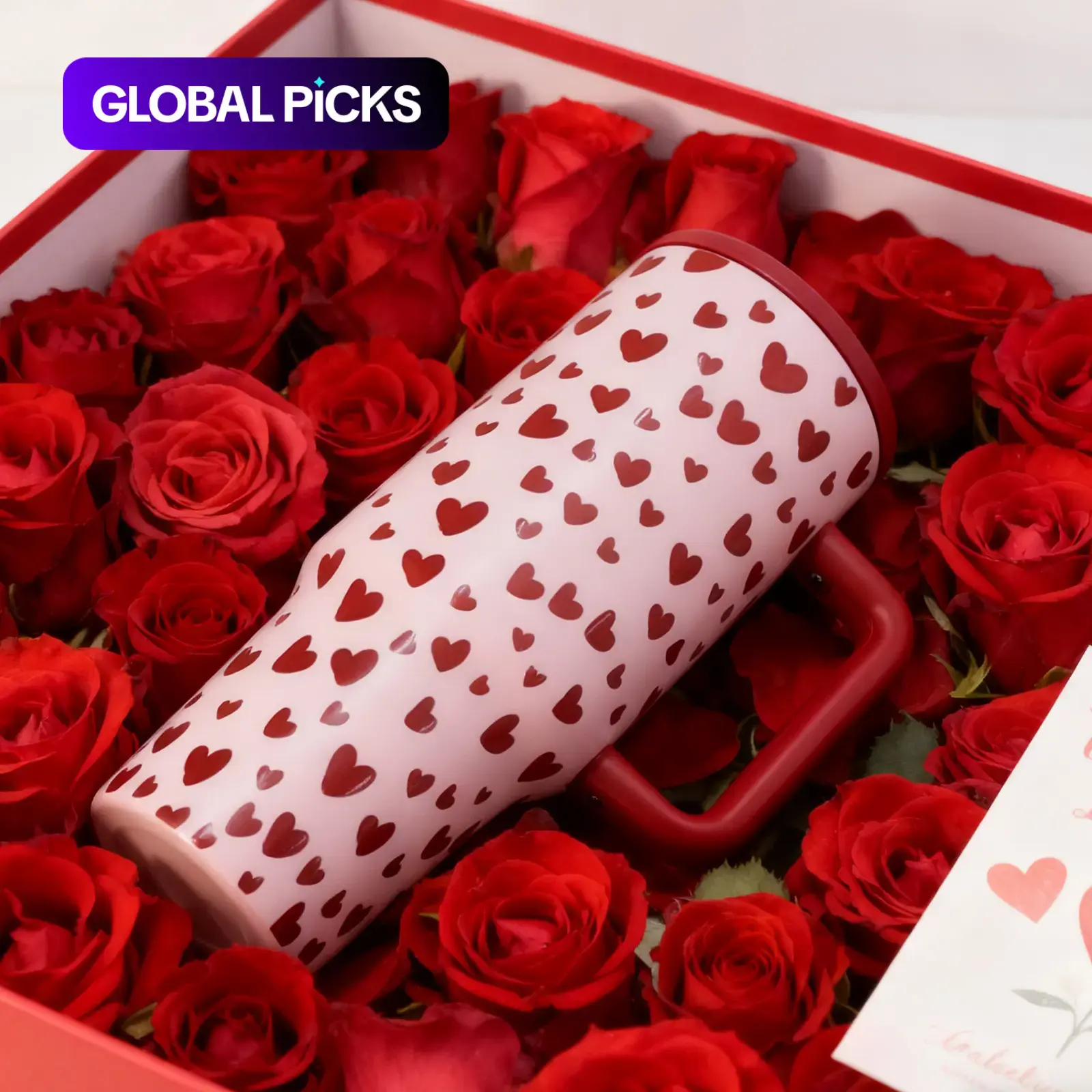 40oz Thermal Vacuum Cup, Double-Wall Stainless Steel Leak-Proof Travel Tumbler, 12H Hot & 24H Cold Insulation, Valentine Heart Print Insulated Travel Drinkware, Gift for Women and Men, Insulated Coffee Tumbler Vacuum Insulated Tumblers #GLOBAL PICKS