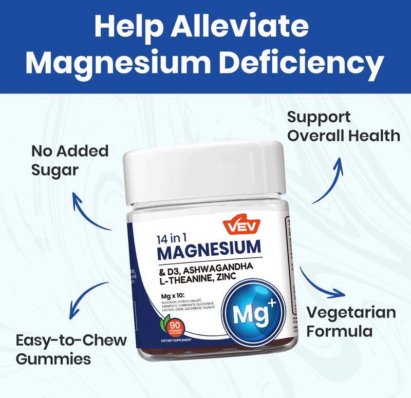 VEV 14-in-1 Magnesium Gummies-withAshwagandha,L-Theanine, Vitamin D3 & Zinc, EdibleHealthcare Dietary VEV 14-in-1 Magnesium Gummies-withAshwagandha,L-Theanine, Vitamin D3 & Zinc, EdibleHealthcare Dietary