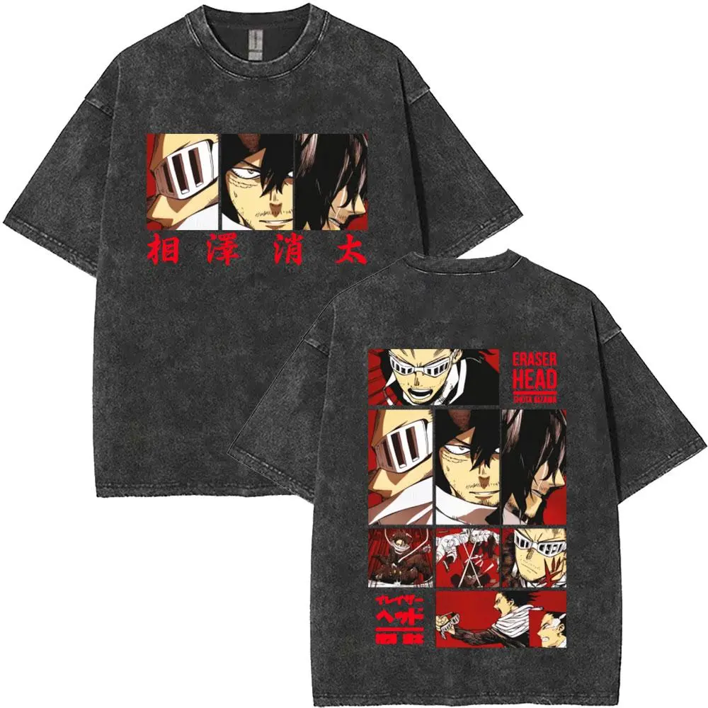 Men's Vintage Oversized Crew Neck Shortsleeve Cotton Menswear T-Shirt - Casual Printed Distressed Anime Pop Culture Graphic Top, All Seasons Cute Figure Tee