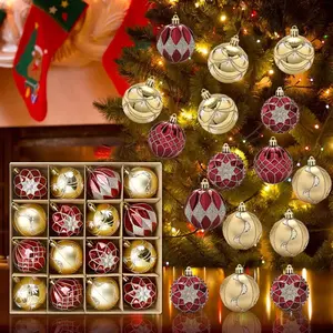 16PCS Painted Christmas Tree Balls – Colorful Holiday Ornaments