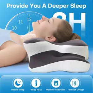 Double-Sided Contoured Neck Pillow - Unscented Supportive Memory Foam, Cooling Cover, Zoned Design, Extra-Large Armrest for Deep Sleepers