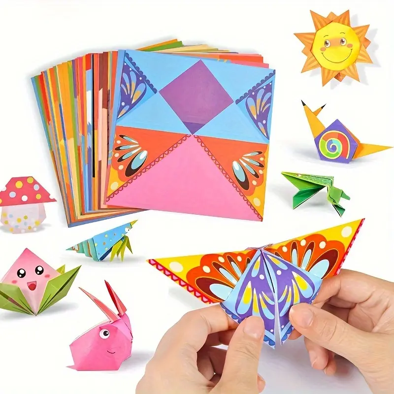 Origami Fun Kit & Beginners, 54 Sheets Colorful Origami Paper with Guiding Book, DIY Paper Craft & Art Projects, Creative Folding Activity, Educational Craft Kit, Arts & Crafts Gift