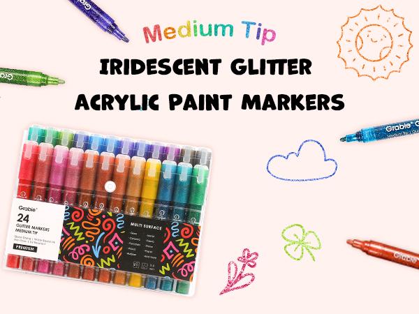 Medium Tip Iridescent Glitter Acrylic Paint Marker Set Of 24, TiktokShopSpringGlowUp, RefreshedLook