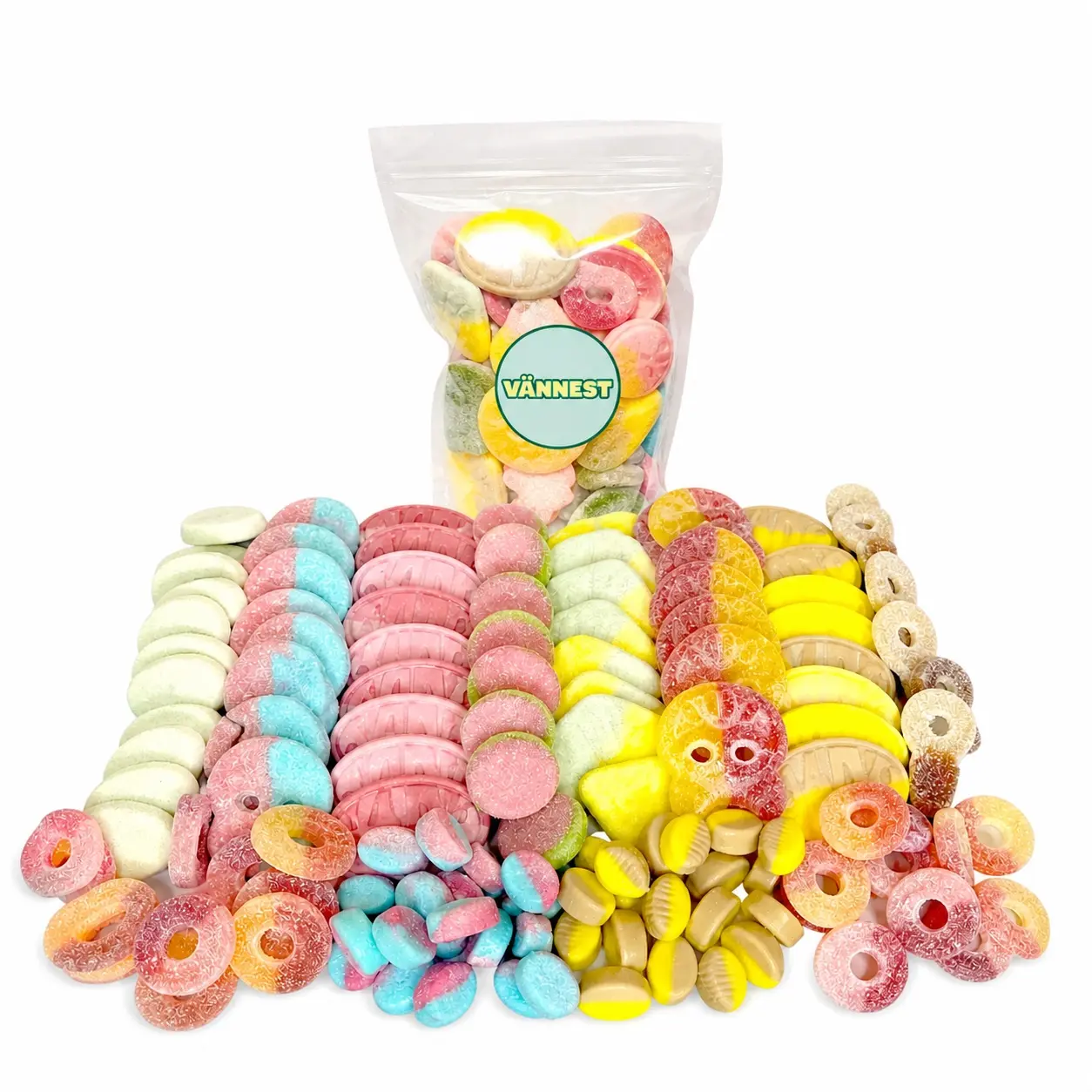 Bubs & Swedish Candy Sweet/Sour Vegan Gummies Mix 1 lb Snack Bonbon