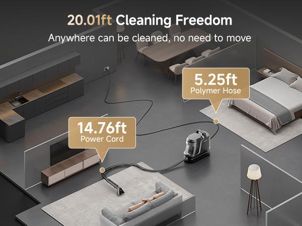 UWANT ZY B300Pro Portable Carpet Cleaner Machine - Powerful Suction Vacuum, 18000pa Suction, Deep Steam Clean & Water Extraction, Lightweight Handheld Household Item for Car+Home Use Area Rug Upholstery