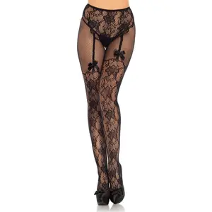 Leg Avenue Lacey Suspender Crotchless Lingerie Garterbelt Design Tights - Comfortable Fit, Versatile Design, Ideal for Everyday Wear Lingerie