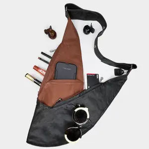 (LIVE) Black/Brown Reversible Leather Sash Bag