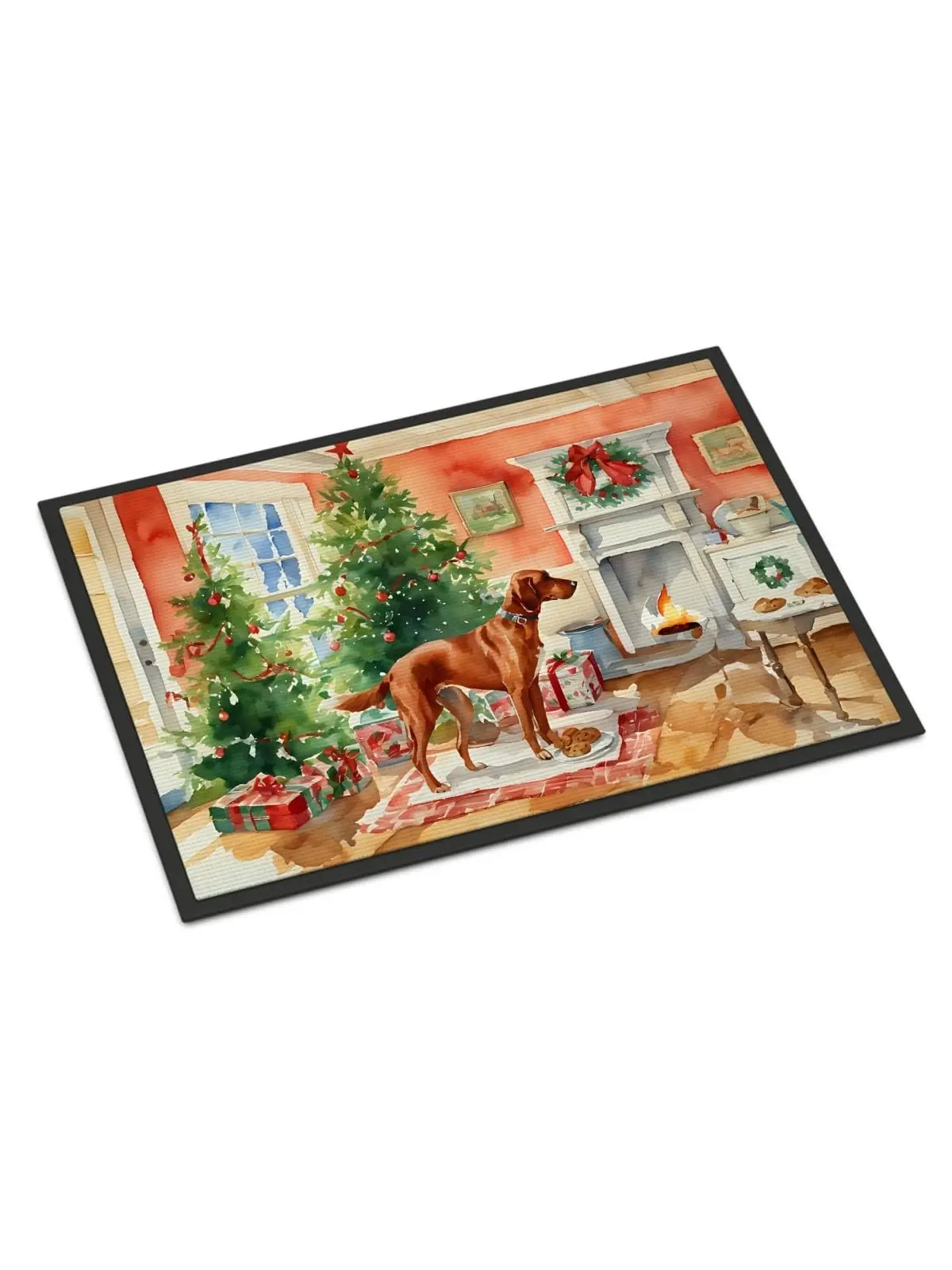Durable 18x27 in. Redbone Coonhound Christmas Cookies Doormat - Animals Themed Household Textile Rug for Entryway/Porch, Indoor Outdoor Rugs to Boost Holiday Cheer