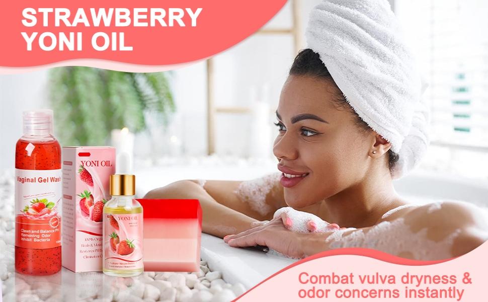 Feminine Wash & Oil & Yoni Soap Set for Women, Yoni Wash for Ph Balance Remove Odor Moisturizing