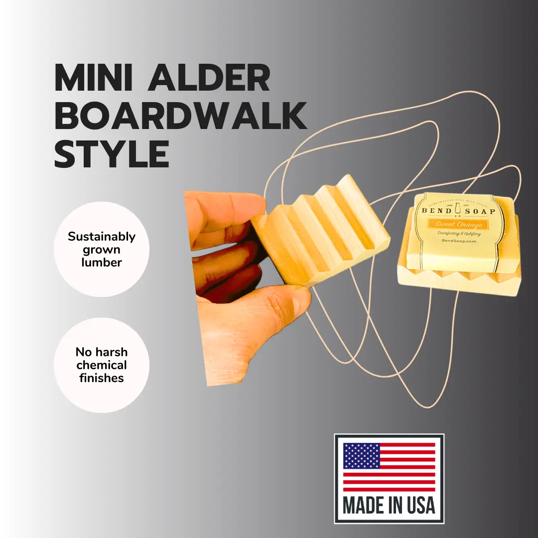Natural Alder Wood Mini Soap Dish- 100% Made In USA- No Chemicals!
