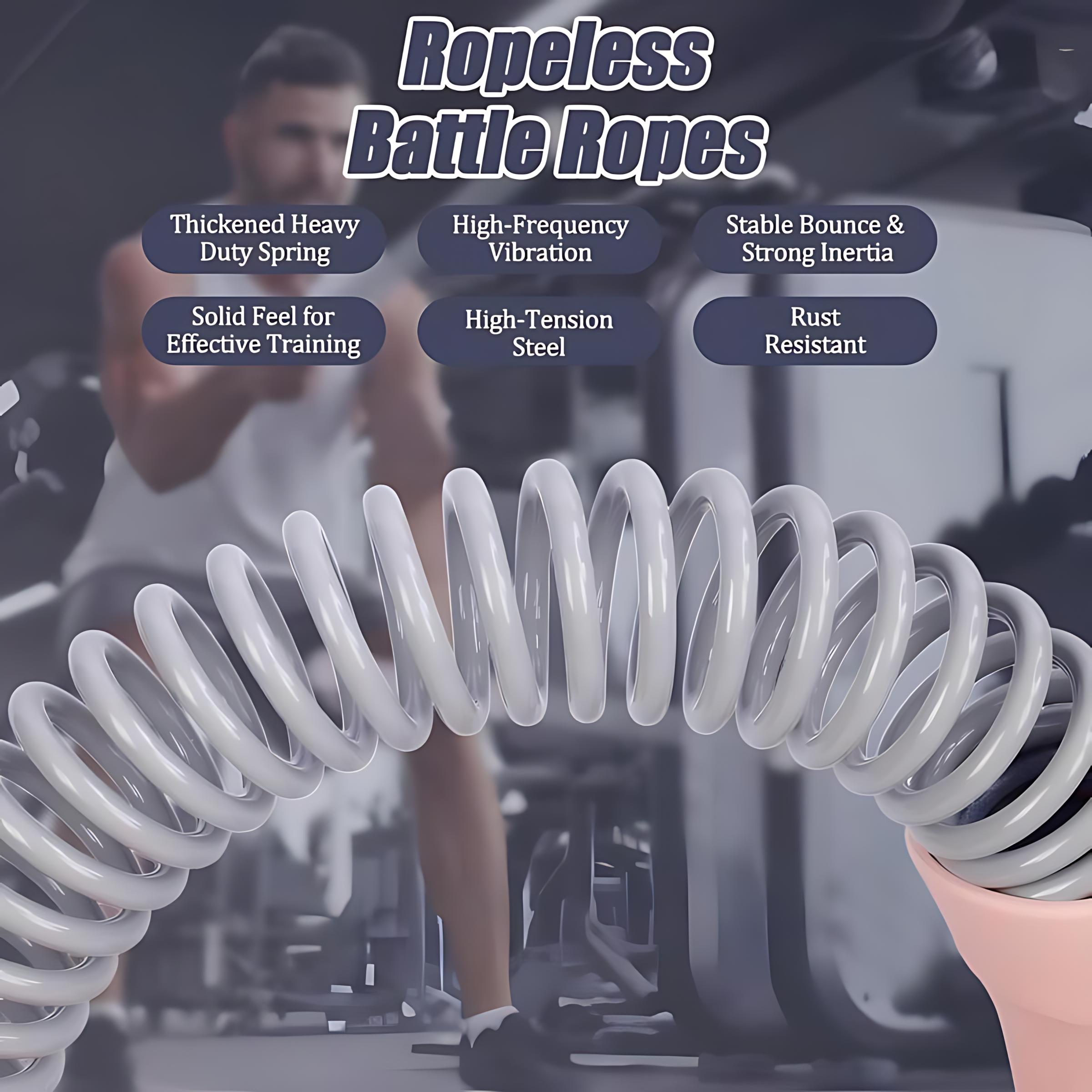 2PCS Weighted Cordless Battle Ropes - Quiet Ropeless Unisex Trainer with Black Stainless Steel Grip Strengthener Stick for Home Full Body Workout, HIIT Cardio