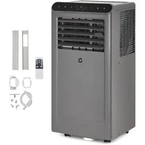 New Design 8000 BTU Portable Air Conditioner Cools Up to 350 Sq.Ft, 4-in-1 Portable AC Unit with Remote Control, LED Display, 24H Timer and Window Installation Kit, Low Noise Quiet Cooling for Bedroom Home Office Apartment in Grey