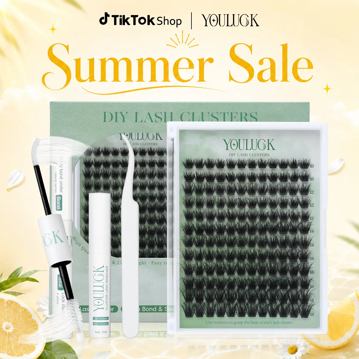 Moonlight & Aura | YOULUCK Lash Clusters Individual Lash Extensions Fluffy Waterproof Long-Lasting Lashes with Ultra-Thin Invisible Band Bond & Remover Lightweight 5D Handmade Quality,back to school