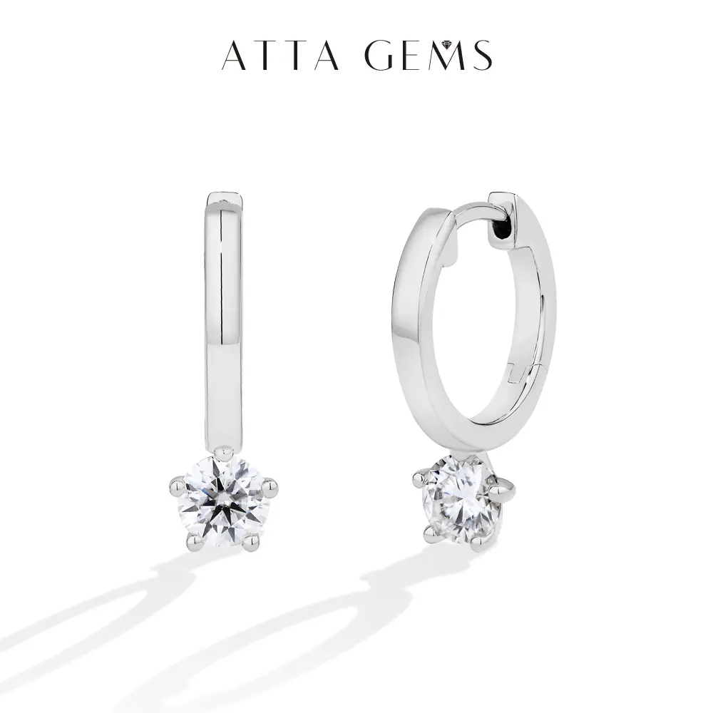 ATTAGEMS 925 Sterling Silver Total 1CT Round Cut 0.5ct Stone Moissanite Stud Earrings, Classic Style Shining Earrings for Women Men, Daily Wear Unisex Jewelry for Gifting E059, Classic Style Earrings, Men's Earrings