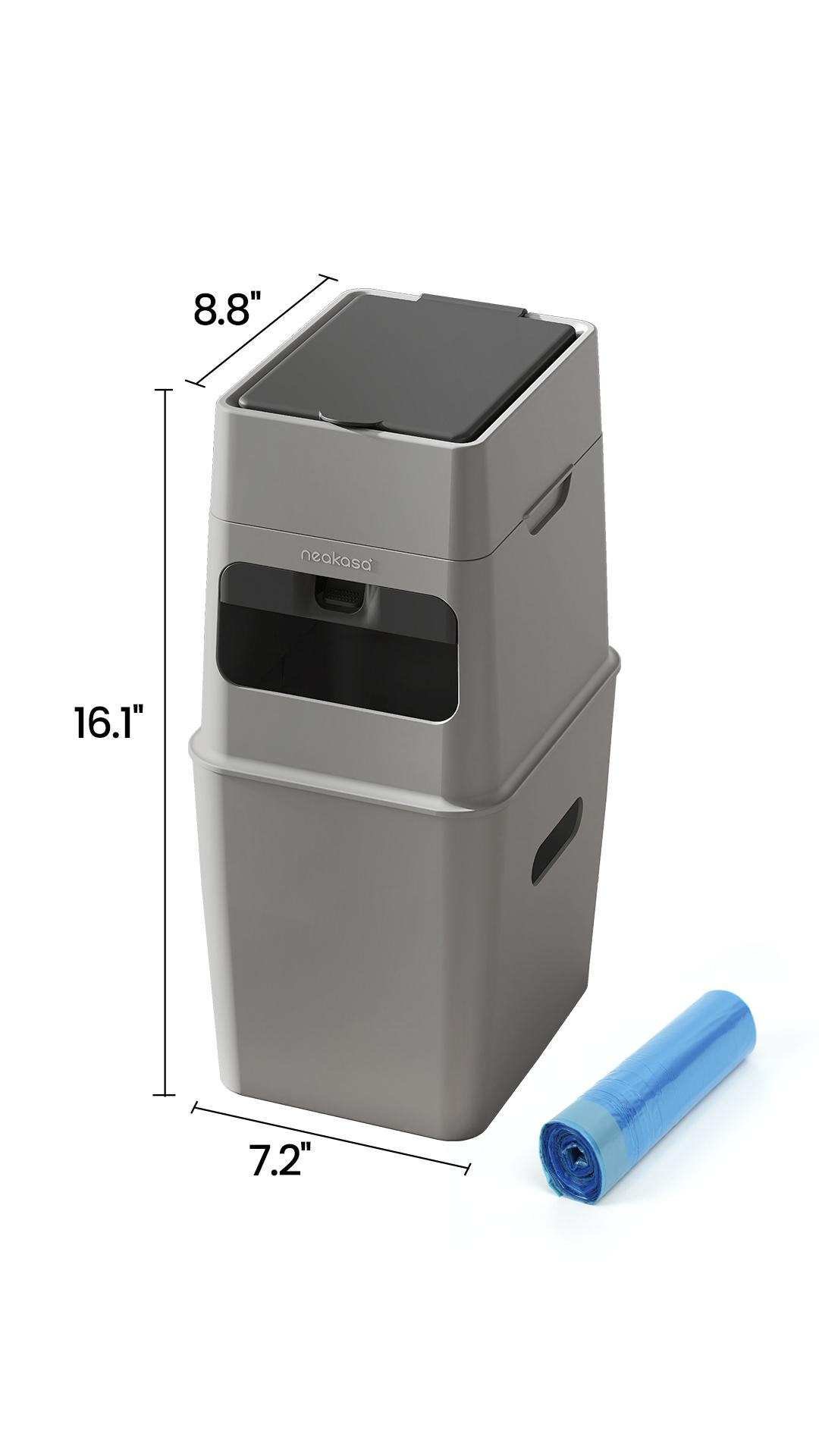 Neakasa PooGuard Waste Disposal Receptacles, 9.2L Trash Can for Cat Litter, Dog Waste & Diapers, with Viewing Window, Wider Opening, and 4-Month Refill (Gray)