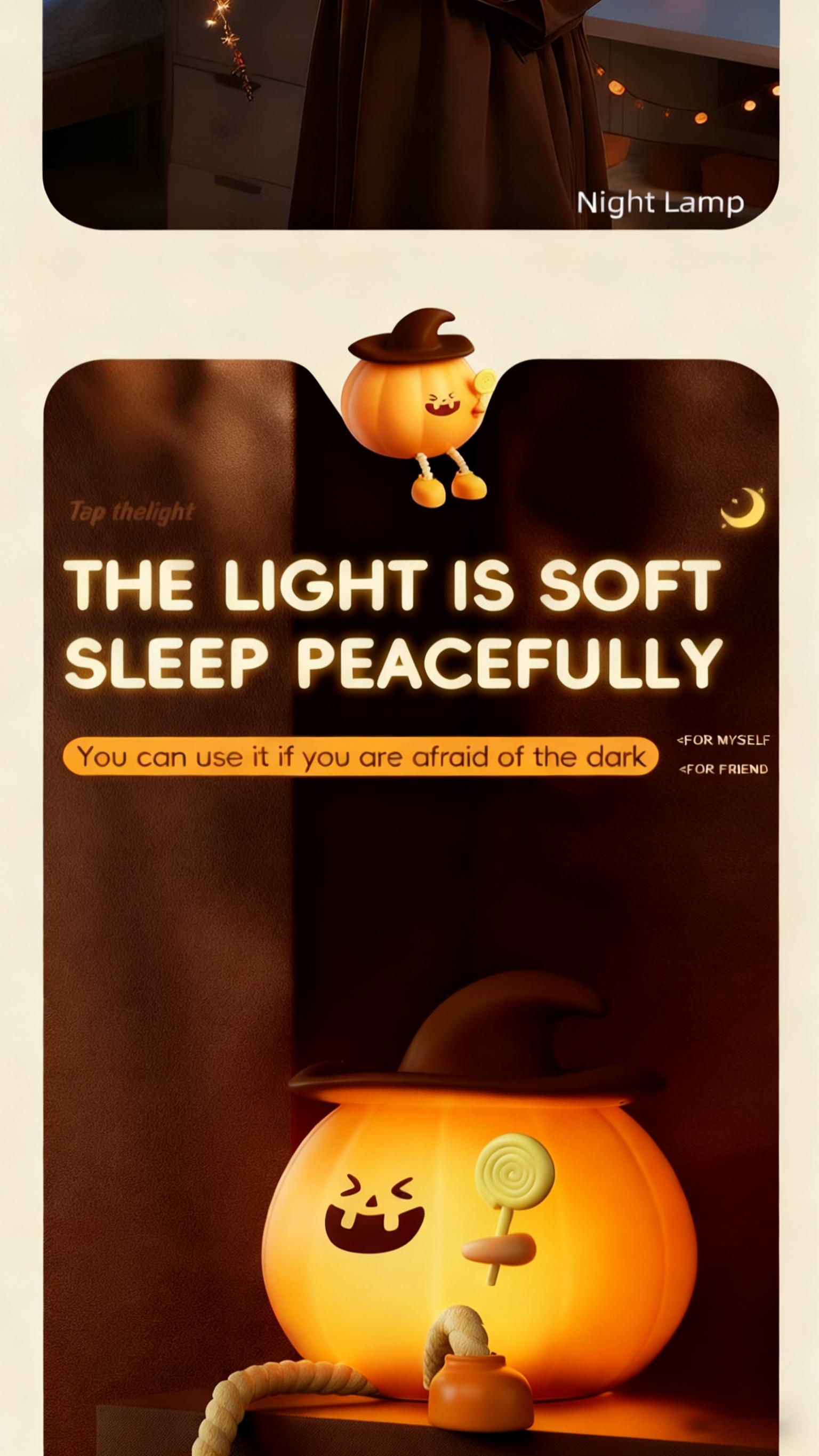 Adorable Pumpin Night Light - Multiple Brightness Settings, Lighting, Bedroom Lamp, Modern Decor, Animal Theme, Soft Touch, Durable Construction, Touch Control Lamp, Adjustable Brightness, Home Decorators, Room