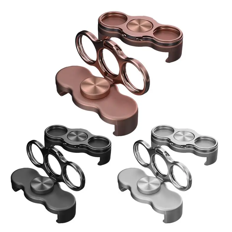 Zinc Alloy Magnetic Phone Ring Stand Holder with Grip Handle - 360-Degree Rotatable, Dual-Loop Foldable Metal Polycarbonate Design, Clip-On Stretchable Desktop Lazy Bracket, Magnetic Plate, Universal Fit Desk Gadgets for Hands-Free Landscape Viewing