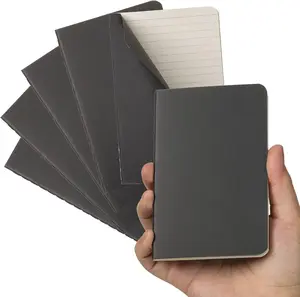 Pocket Notebook, 6 Pack Mini Notebooks 3.5" x 5.5" (90x140mm), Black Cardstock Cover Memo Notepad for Men, Women, Kids, Travel - 30 Sheets/60 Lined Pages