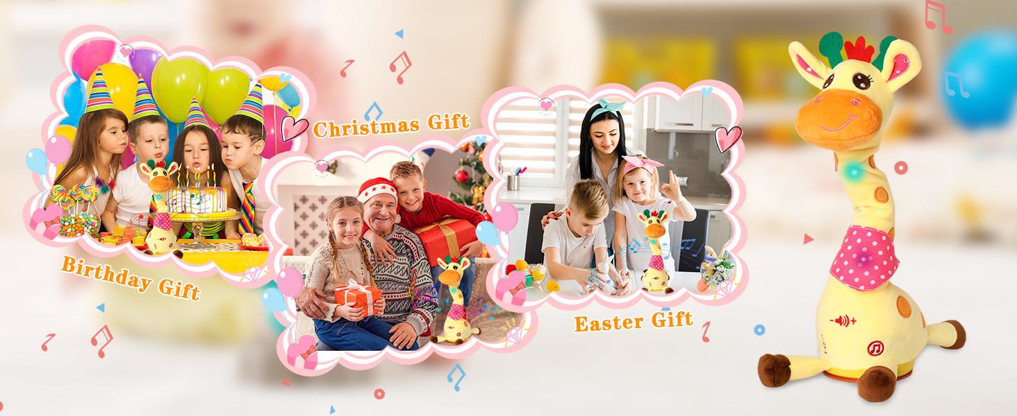 Dancing Talking Giraffe Toys - Electronic Rattle for Kids - Repeat Mimicking - Musical Sensory Plush Toy - Ideal Gift for Children's Day Birthday & Easter Dancing Talking Giraffe Toys - Electronic Rattle for Kids - Repeat Mimicking - Musical Sensory Plush Toy - Ideal Gift for Children's Day Birthday & Easter